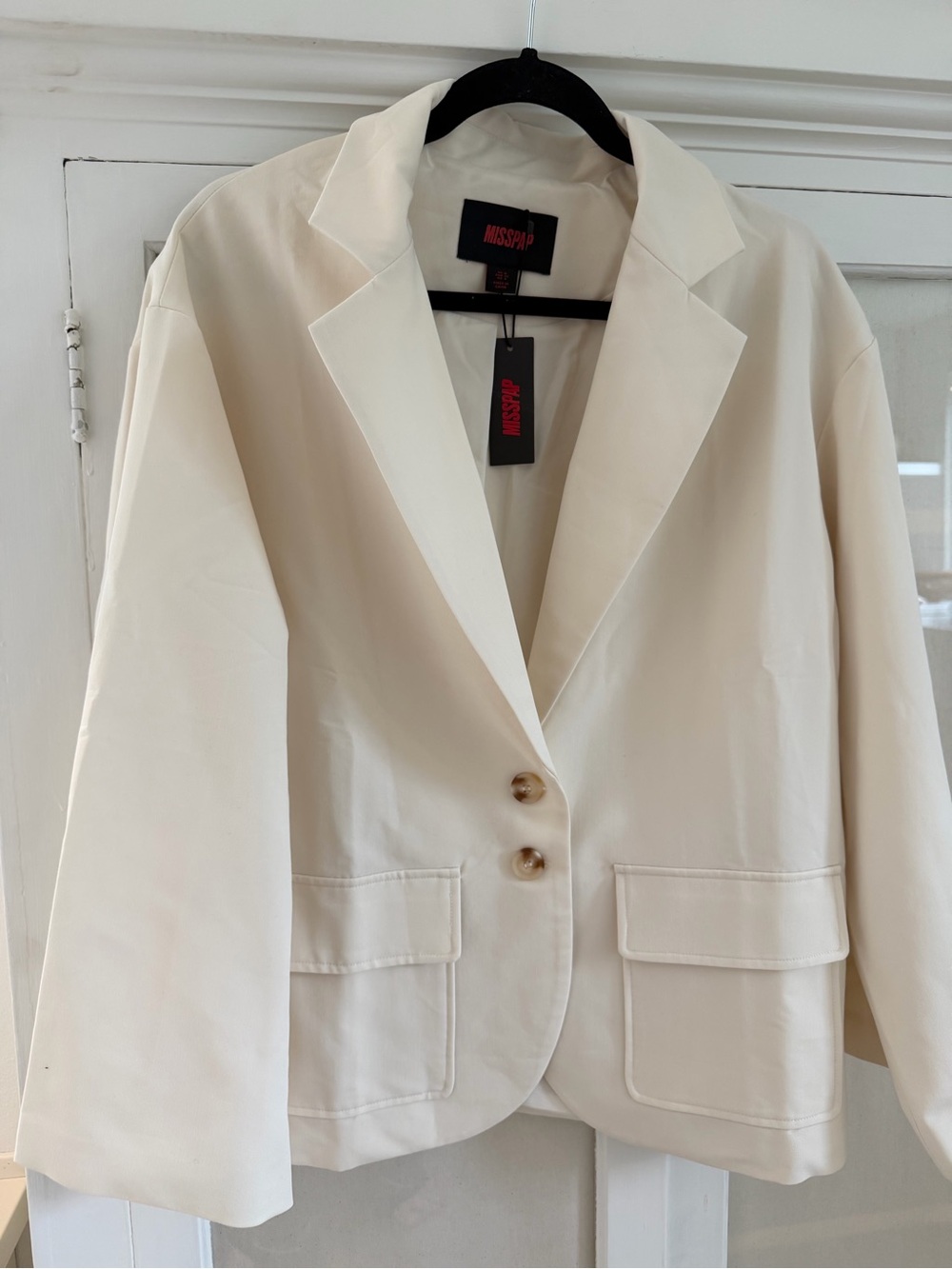 tailored kimono sleeve oversized blazer cream brand new